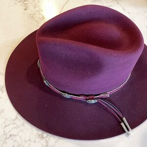 Stetson Burgundy Hat with Silver Accents
